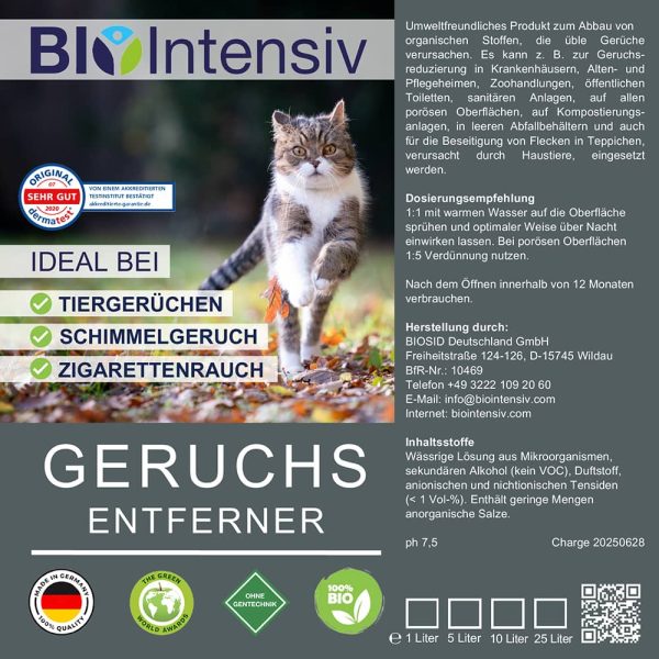 biologischer Geruchsentferner gegen Urin, Kot und andere Unangenehme Gerüche von Tier, Mensch und Natur